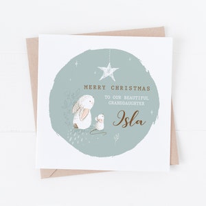 Gepersonaliseerde kerstkaart met schattige dieren - dochter, kleindochter, nichtje CC4