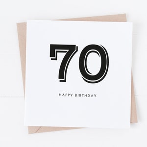 70th Birthday Card - Minimalist Design - Male or Female BC35