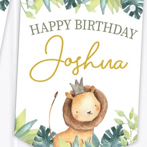 Jungle Safari Watercolour Happy Birthday Bunting Personalised Children's Party Decoration Banner / Garland Any Age B90 image 2