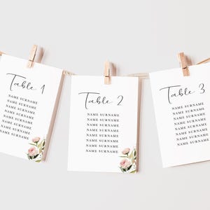 Zart Rosa Floral - Hochzeitssitzplan Karten - Sitzplan - Helles Frühlingsdesign