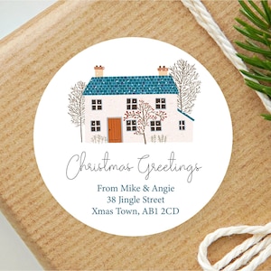 24 Personalised Merry Christmas Stickers - Christmas Card Address Labels / Gift Tags / Xmas Stickers