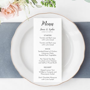 Wedding Menu Cards - Pack of 10 -  white, kraft or Ivory card available