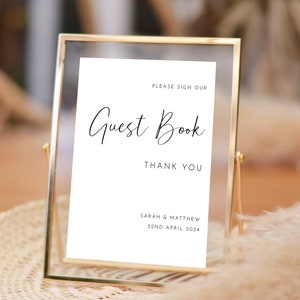 Signo de libro de visitas personalizado de boda - Personalizar con cualquier texto - Tarjetas A5, A4, A3 o A2 o tableros de espuma - Diseño minimalista moderno