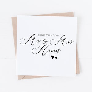 Tarjeta del día de la boda - Felicitaciones Sr. y Sra. - Diseño minimalista