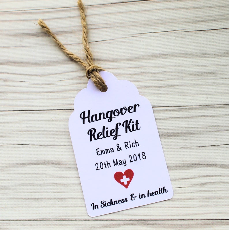 personalised hangover relief kit weddingparty favour tags etsy