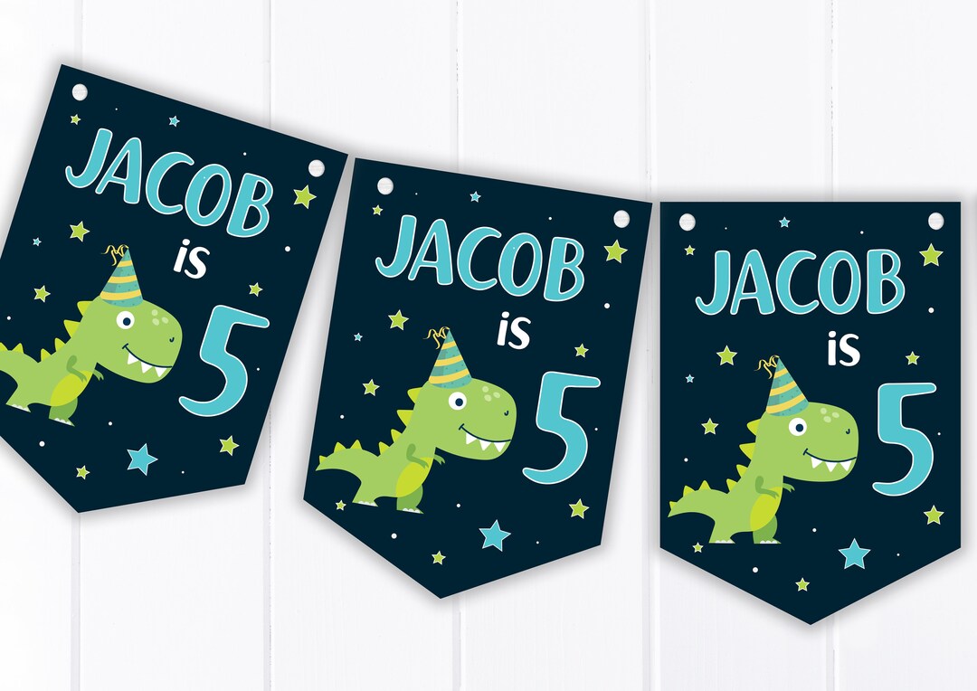 Dinosaur Happy Birthday Bunting - Personalised Children's Party ...