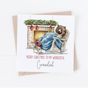 Gepersonaliseerde vrolijke kerstkaart Papa Bear - opa, opa, grootvader, opa