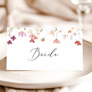 Personalisierte Frühlings-Wildblumen-Blumennamenkarten - Sitzplatzkarten, Tags