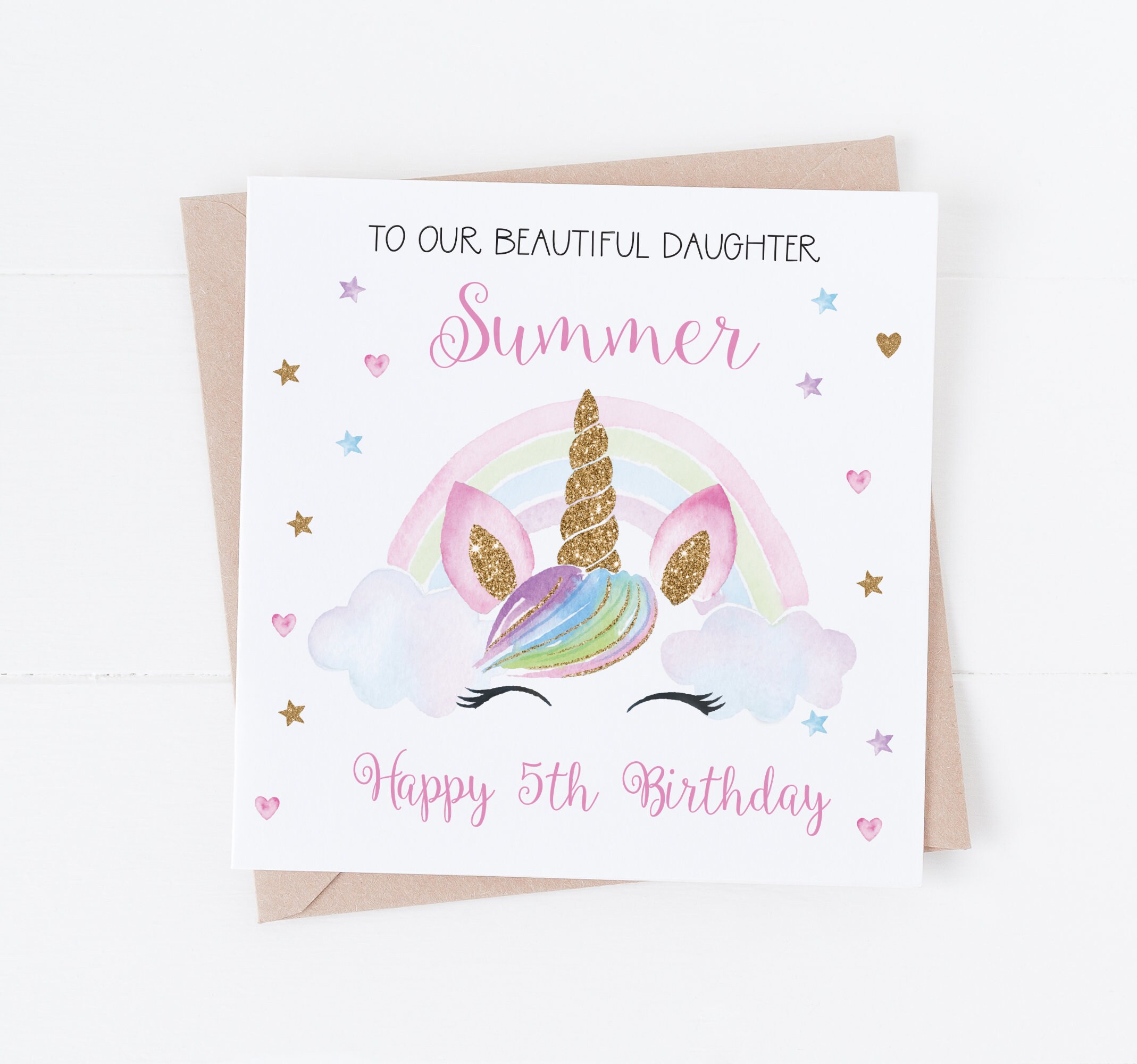 Biglietto Di Compleanno Divertente Per Figlia - Formato A5 Con Unicorno, Busta Inclusa, Interno Vuoto Per Messaggio Personale - 3