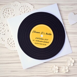 Vintage Retro Music Record Save the Date Cards w/envelopes image 3
