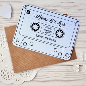 Vintage Retro Cassette Tape Save the Date Cards w/envelopes image 2