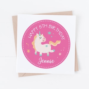 Personalised Unicorn Happy Birthday Card - Personalise with any text - Daughter, Granddaughter, Niece BC20