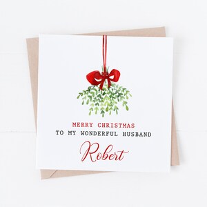 Marido/esposa Cartão de Natal com visco - Personalize com qualquer texto - Namorado/namorada CC25
