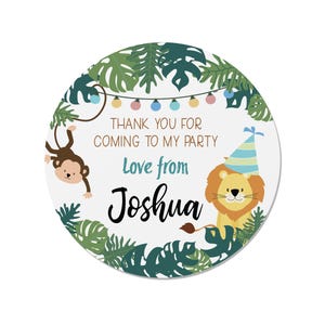 24 Personalised Dinosaur Birthday Party Thank You Stickers - Bag / Cone
