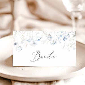 Gepersonaliseerde naamkaartjes met stoffige blauwe wilde bloemen bloemen - Stoelkaarten, kaartjes