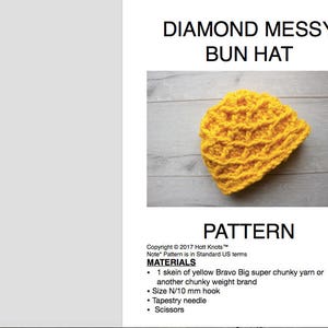 Crochet Patterns, Pattern, Crochet, Digital Download, Crochet Hat Pattern, Yellow, Messy Bun Hat, Beanie, Crochet Hat, Cute, Gift Idea, Gift image 8