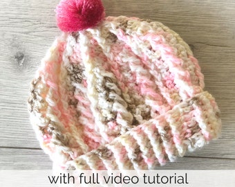 Baby Beanie Pattern, Easy Crochet Pattern, Crochet Beanie Pattern, Crochet Pattern with Brim, Crochet Patterns, Beanie Pattern, Baby Crochet