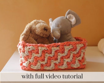 Crochet Basket Pattern, Intermediate Pattern, Storage Baskets, Crochet Pattern, Basket, Nursery Decor, Gift, Extreme Knitting, T-shirt Yarn