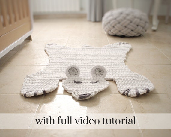 Crochet Bear Pattern, Bear Baby Room, Crochet Rug Pattern, Crochet Animal Rug, Woodland Crochet, Hygge Home Decor, Gift, Animal Rug Pattern