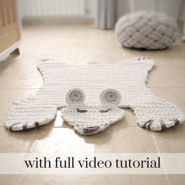 Crochet Bear Pattern, Bear Baby Room, Crochet Rug Pattern, Crochet Animal Rug, Woodland Crochet, Hygge Home Decor, Gift, Animal Rug Pattern