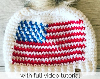 American Flag Beanie, America Proud Beanie, Flag Crochet Pattern, American Flag, American Flag Hat, Flag Pattern, Stars and Stripes Crochet