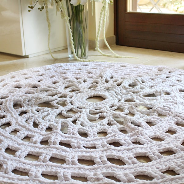 Doily Rug Pattern, Crochet Rug Pattern, Crochet Pattern, Hygge Rugs, Bedroom Rug, Round Rug Pattern, Rug Tutorial, Housewarming Gift, Gift