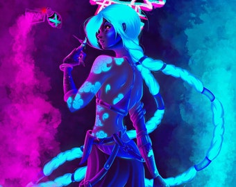 Get Jinxed Neon Painting LoL - Signed Art Print