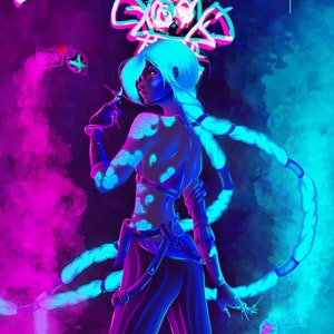 Get Jinxed Neon Painting LoL - Signed Art Print