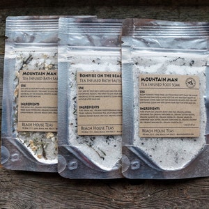 Tea-infused gift set: Luxury foot soak salts and bath salts for men - Organic small batch crafted tea infused artisan natural bath time