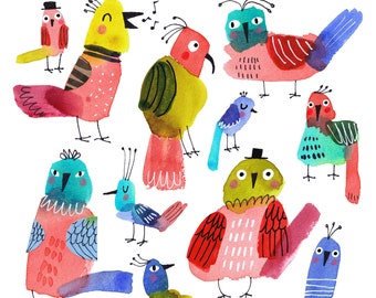 Bird Print Bird Wall Art Modern Wall Art Three Nursery - Etsy