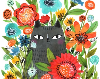 SPRING FLOWERS CAT