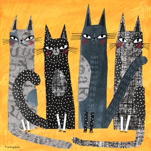 CATS ON YELLOW