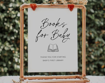books for baby sign // baby shower sign, minimalist, gender neutral, instant download, printable sign, 0199