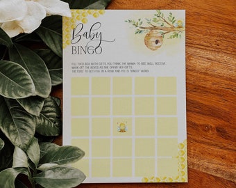 baby bingo game card // bee baby shower, bee theme, gender neutral, bees, honeycomb, printable baby shower game