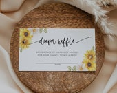 sunflower diaper raffle ticket // sunflower baby shower, sunflowers, printable raffle ticket