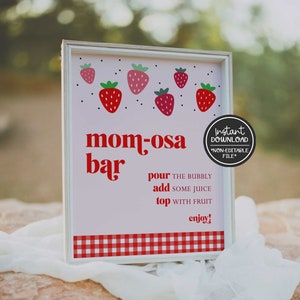 insegna bar mamma-osa fragola stampabile // baby shower fragola, bacca, compleanno, insegna baby shower, download immediato