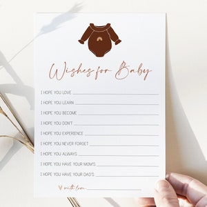 souhaits pour la carte de bébé // douche de bébé neutre, genre neutre, simple, boho boho, jeu de douche de bébé imprimable