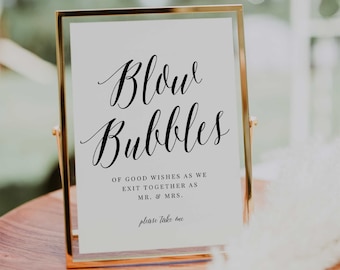 blow bubbles sign // wedding sign, bubble send off, wedding reception, printable sign