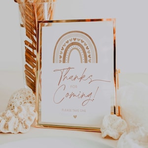 Gracias por venir signo // Rainbow baby shower, cumpleaños, arco iris, género neutro, tema arco iris, signo de baby shower imprimible