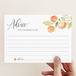 advice for the bride-to-be card // peach bridal shower, wedding shower, peach theme, peaches, printable bridal shower game