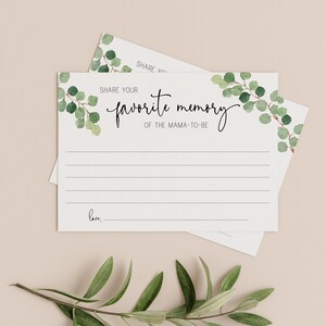 favoriete herinnering aan de mama-to-be kaart // eucalyptus baby shower, aquarel groen, groene bloemen, boho boho, bruids douche spelletjes