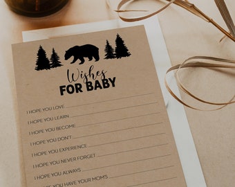 życzenia dla dziecka // baby shower miś drwal, motyw drwala, las, krata bawolia, chłopiec, gra baby shower, gry do wydrukowania