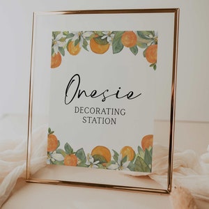 onesie decorating station sign // citrus baby shower, cutie, clementine, printable baby shower sign