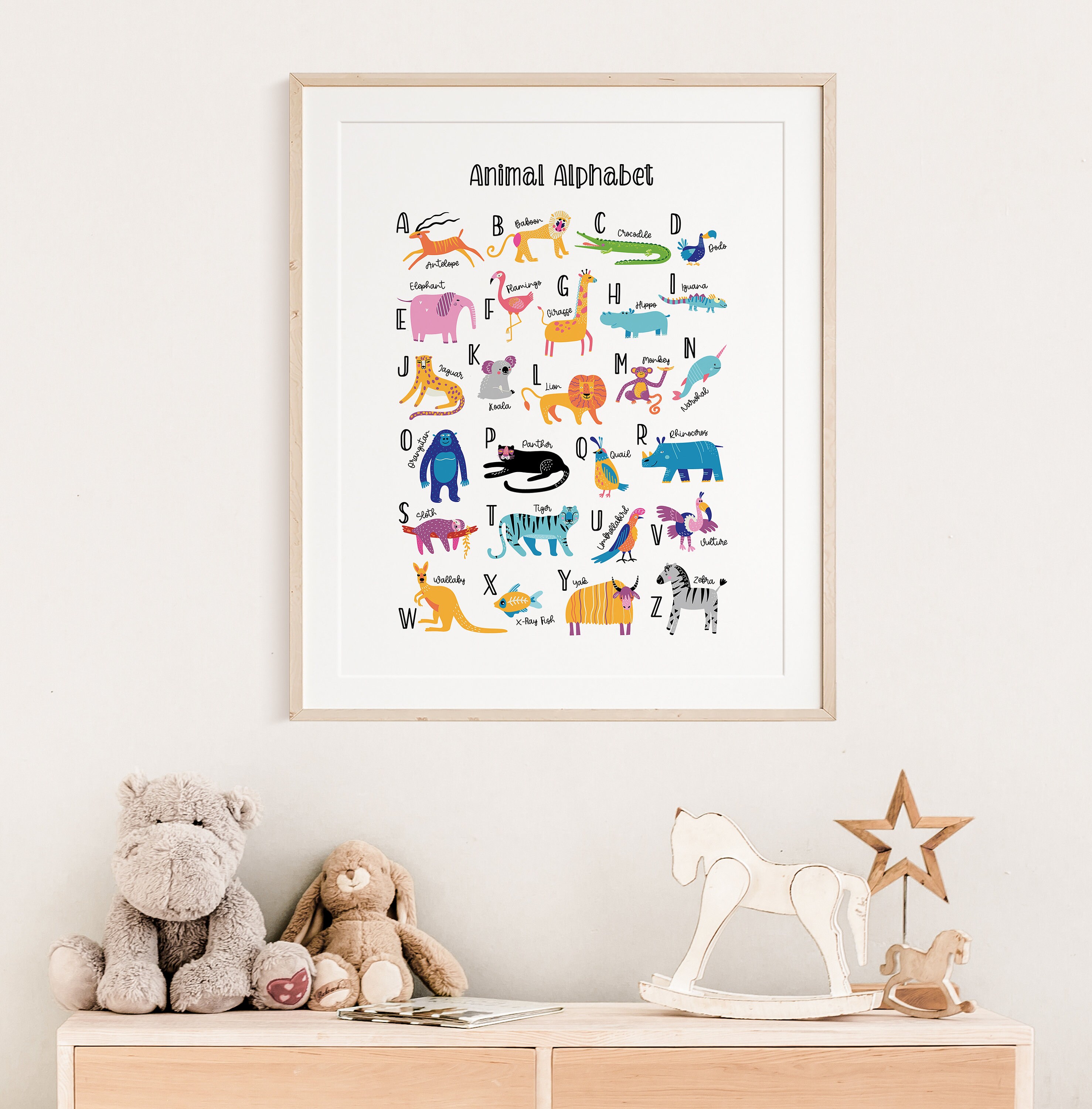 Alphabet Abc Animals Nursery Wall Print // Printable Kids Wall Art ...