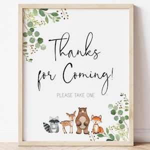 Woodland Baby Shower Table Signs Set Of 6 Printable Animals Etsy
