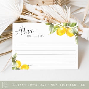 conseils pour la future carte de mariée / douche nuptiale citron, citrons, agrumes, thème citron, douche de mariage, jeu de douche nuptiale imprimable