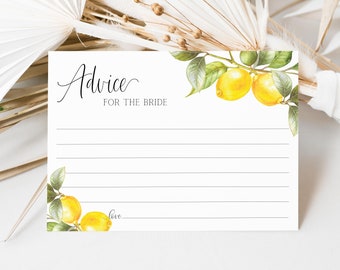 advice for the bride-to-be card // lemon bridal shower, lemons, citrus, lemon theme, wedding shower, printable bridal shower game