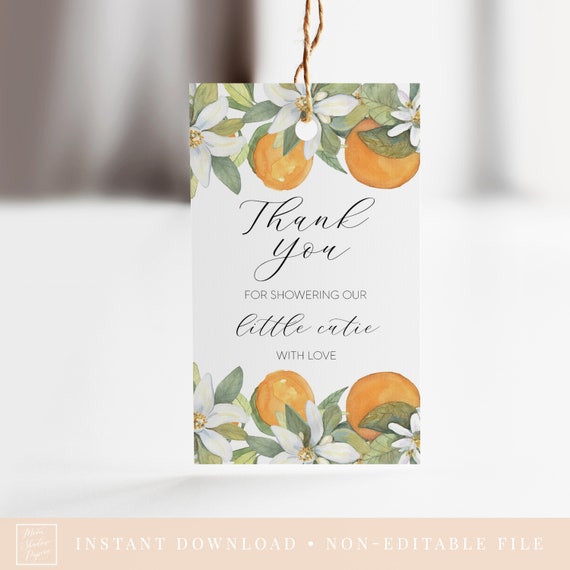 printable favor tag // citrus baby shower, baby shower, citrus, cutie, oranges, printable favor tags