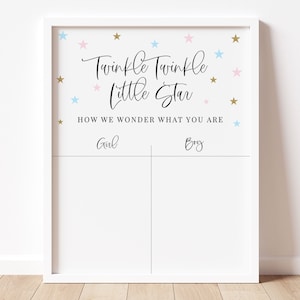 gender voting sign // gender reveal party, twinkle twinkle little star how we wonder what you are, printable sign