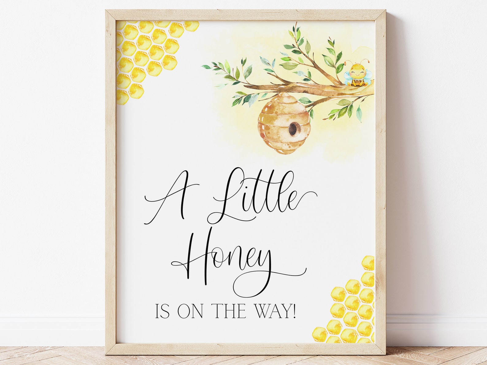 Fotohintergrund Für Babyparty – Motiv „A Little Honey Is On The Way“ Mit Biene & Sonnenblume, 2,1 X 1,5 M